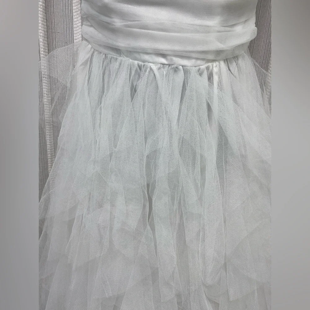 NWT Elegant Boho White Strapless Wedding Prom‎ Gown Flowy Layered Tulle Size S - Picture 3 of 14